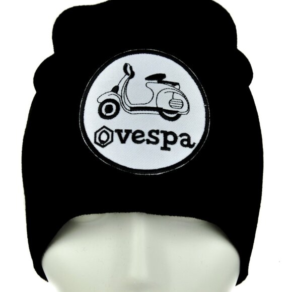 Vespa White Beanie Knit Cap Hat Moped Scooter Motorcycles Biker Primavera Motor